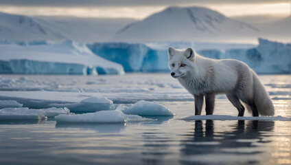 Arctic Wildlife: Stunning White Wolf in winter day