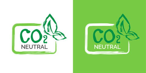co2 neutral dioxide carbon green logo icon sticker design vector illustration - 763275398