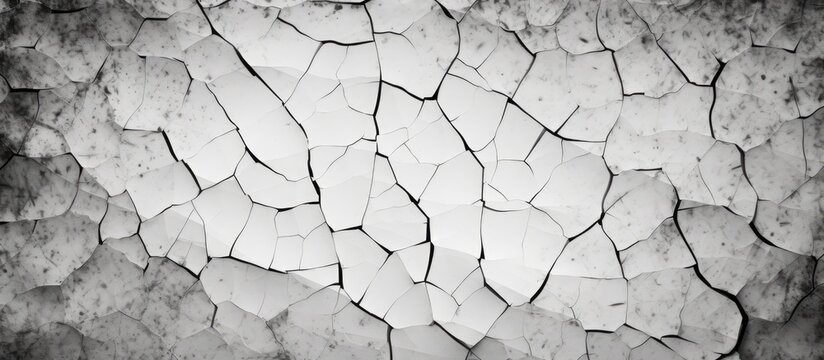 A closeup monochrome photo of a cracked wall resembling a pattern found in automotive tire treads, road surfaces, and wooden flooring. The grey tones of the image give it a dramatic effect