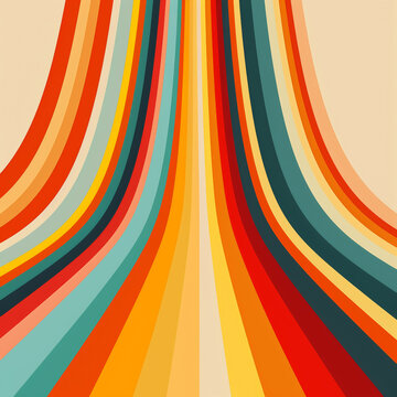 Fototapeta Retro lines, graphic and illustration for vintage poster or design. Background, artwork and banner with colour and grunge effects. Wallpaper, mockup and backdrop for creativity and trendy pop culture