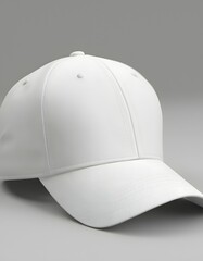 Close up white baseball sports cap Mockup, side view