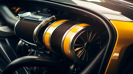a high-performance air intake on a sports car. - obrazy, fototapety, plakaty