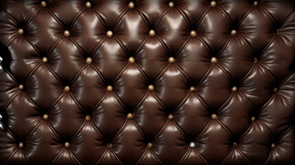 Brown leather background with gold ball buttons.