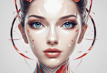 Foto op Canvas conceptual image of a face and harmonius abstract patterns isolated on a transparent background, generative ai © Random_Mentalist