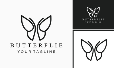 Vector  logo butterfly wings with simple lines modern logo design