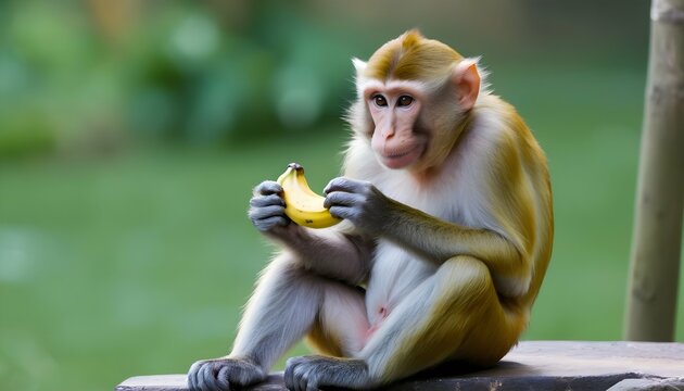 A Monkey Snacking On A Banana Upscaled 2