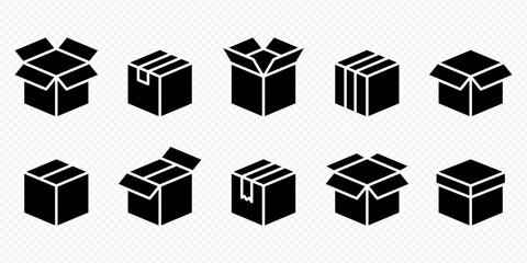 Vector isolated Box icon set - obrazy, fototapety, plakaty