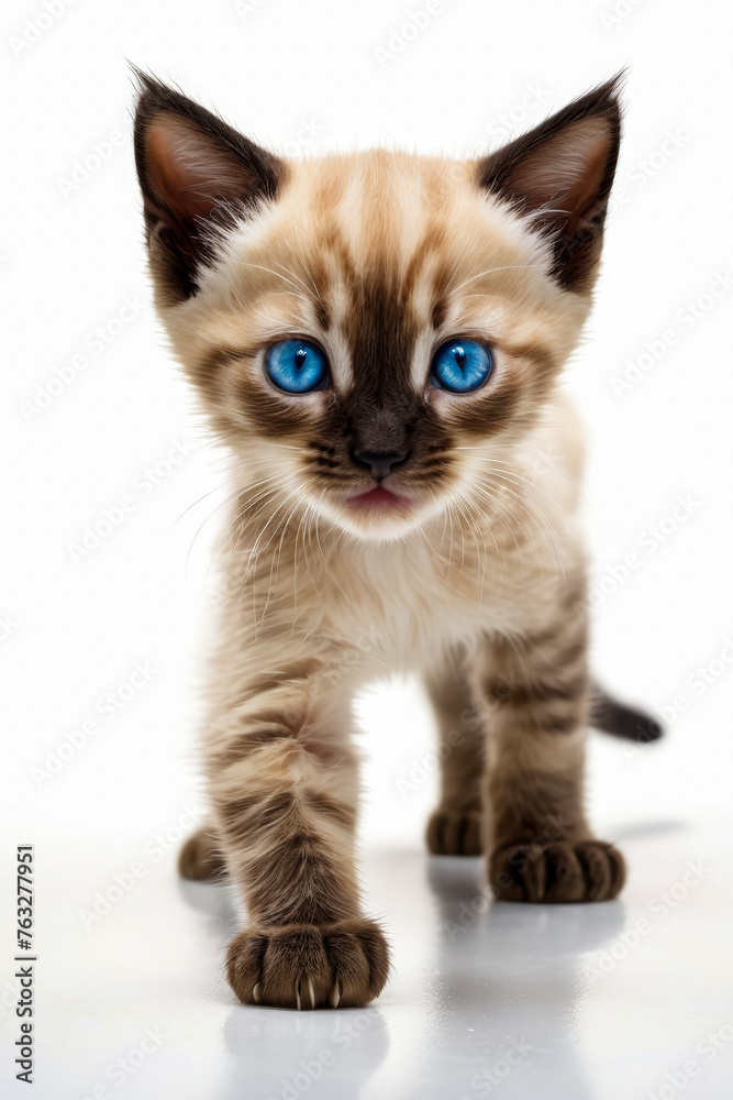 Canvas Prints Cute kitten with blue eyes stares at something in front of it.