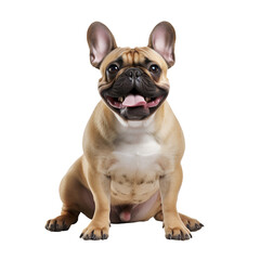 Fototapeta premium Sitting French Bulldog dog in full body, happy, Isolated on Transparent Background, PNG
