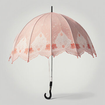 a bridal lace parasol in watercolor style isolated on a transparent background