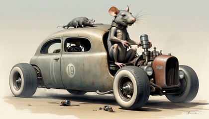 1950s Retro Science Fiction Rat Rod Race Car Mute Upscaled 4