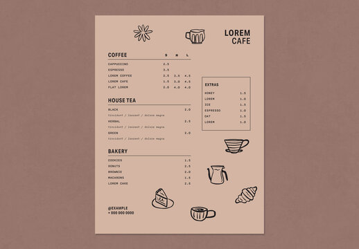 Cafe Coffee Menu Design Layout