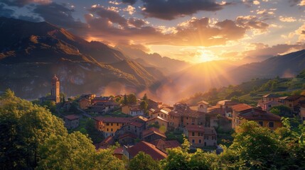 Beautiful sunrise over the mountain