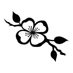 black vector sakura icon on white background