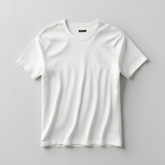 White Tshirt mockup flat lay on a white background mockup, ideal for branding or printing purposes
