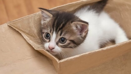 A Curious Kitten Playing With A Paper Bag Upscaled 4