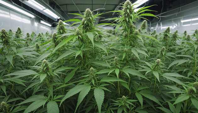 Zenithal view of marijuana plants