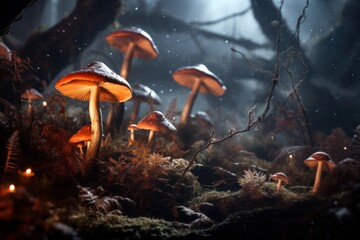mushrooms at night