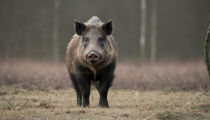 A Solitary Boar Standing At The Edge Of A Clearing Upscaled 4
