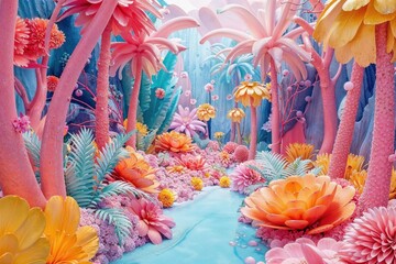 Fantasy Flora: Pastel Paradise Background 