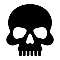 black vector skull icon on white background