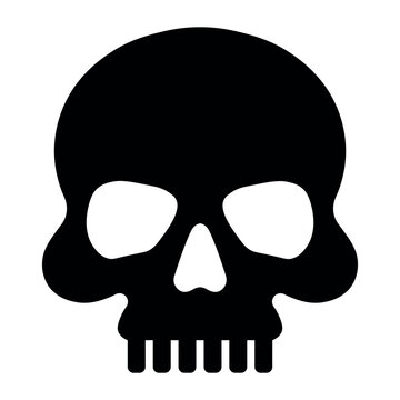 black vector skull icon on white background
