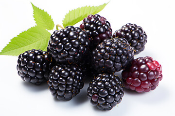 Mulberry Berry delicious black, red mulberry with green leaves on white background. Realistic clipart template pattern. Small fruit full of benefits. Contains antioxidants. Low in calories.