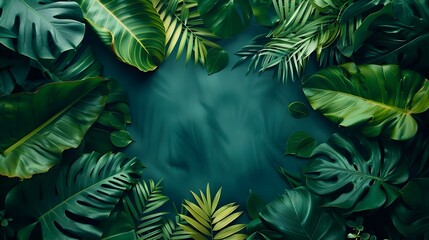 Lush Tropical Leaves Background Ideal for Travel or Recreation Themes. Concept Tropical Leaves, Travel Theme, Lush Background, Recreation, Nature Aesthetics