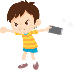 angry kid addicted mobile phone