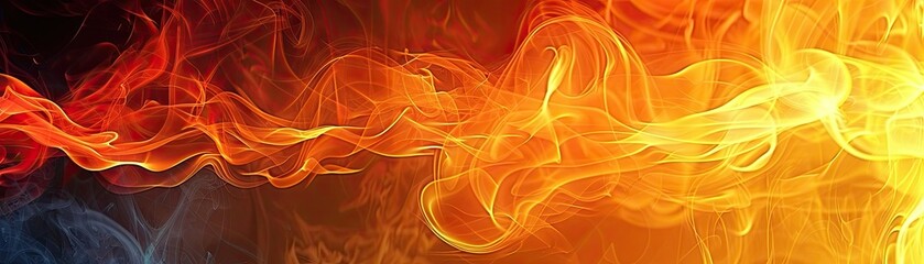 A fiery abstract background, with flames and smoke creating a dramatic effect, - obrazy, fototapety, plakaty