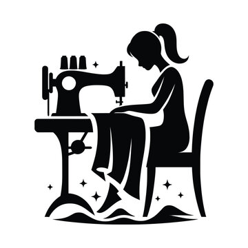 recommend clip art: Woman Sewing on a Vintage Sewing Machine