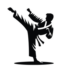 Martial Artist Performing High Kick