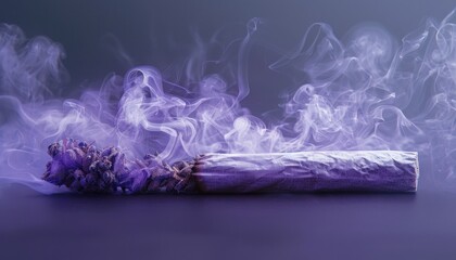 a cigarette burning with purple smoke