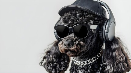  The image of a poodle in fashion accessories conveys a sense of confidence and playfulness, creating a vivid and memorable impression.
