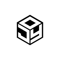 JYO letter logo design with white background in illustrator, cube logo, vector logo, modern alphabet font overlap style. calligraphy designs for logo, Poster, Invitation, etc.