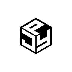 JYP letter logo design with white background in illustrator, cube logo, vector logo, modern alphabet font overlap style. calligraphy designs for logo, Poster, Invitation, etc.