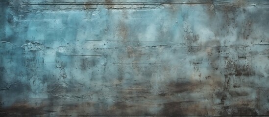 A close up of a concrete wall in shades of blue and brown, featuring a pattern of rectangles. The...