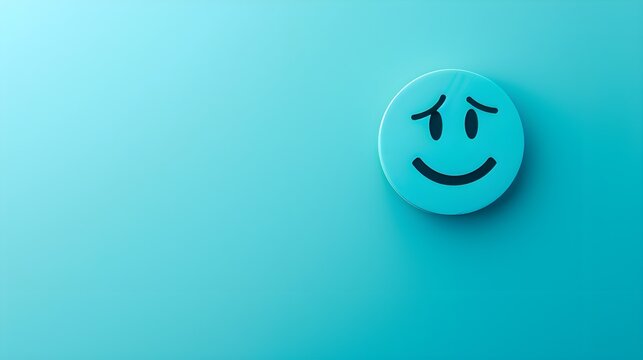 A blue sad emoji face set against a serene light blue background