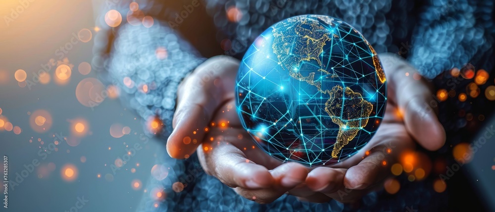 Poster concept of the global communication network. business strategy for the world.