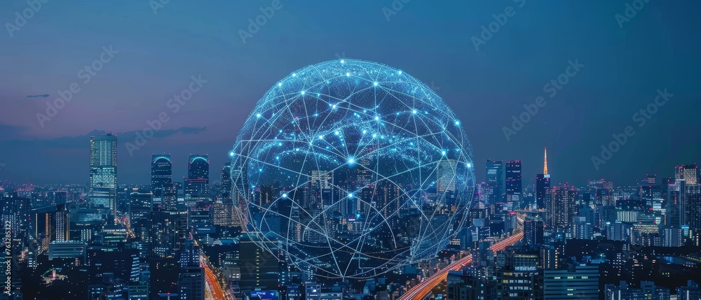 Poster the concept of global communication networks. the digital transformation of communication.