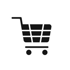Shopping cart silhouette icon, shopping cart vector cut silhouette for social media.
