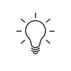 Idea light bulb simple line symbol, vector icon for user interface.