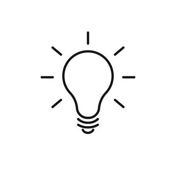 Idea light bulb simple line symbol, vector icon for user interface.