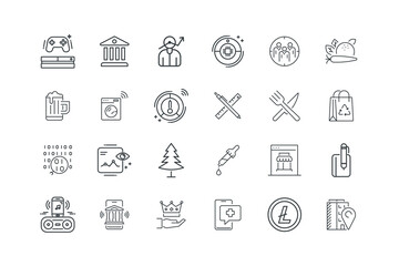 Analyst,Bank,Beer,Binar code,Bluetooth speaker,Gaming console,Goal,Home location,Litecoin,M health,Marketing solution,Mbanking,Note icon,Online store,Picker,Pine,Prediction,Recycle bag,set of icons