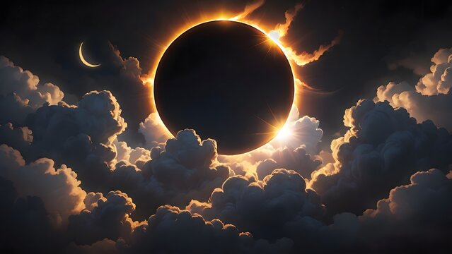 eclipse, sun and clouds