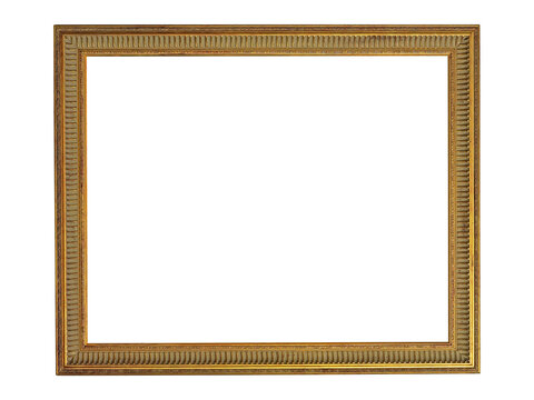 Gold picture frame, transparent background