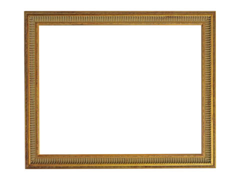 Gold picture frame, transparent background