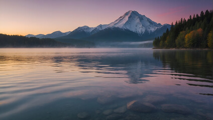 Fototapeta na wymiar Mountain Lake: Stunning Landscape with Reflections