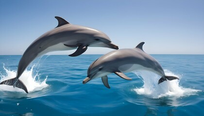 A Pair Of Playful Dolphins Chasing After A Shoal O Upscaled