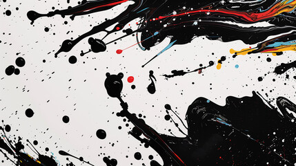 Illustration of many colorful splashes (with black)  of color on a white background